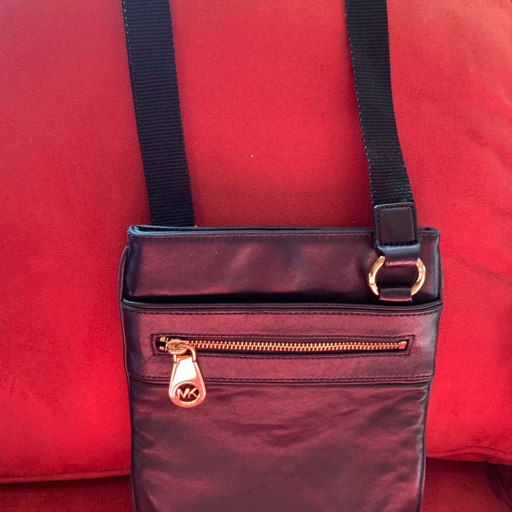 Michael Kors soft black leather crossbody bag